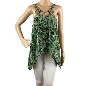 BCBGMaxAzria Bakar Caged Silk Tank Top Size S Green
